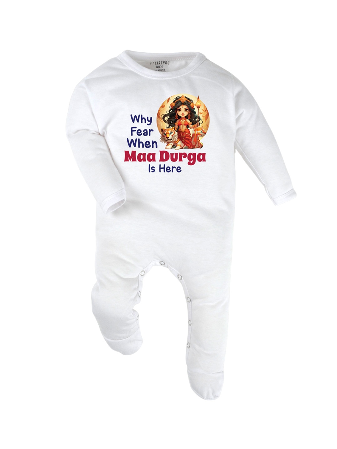 

FFLIRTYGO Infants Printed Cotton Sleepsuits, White