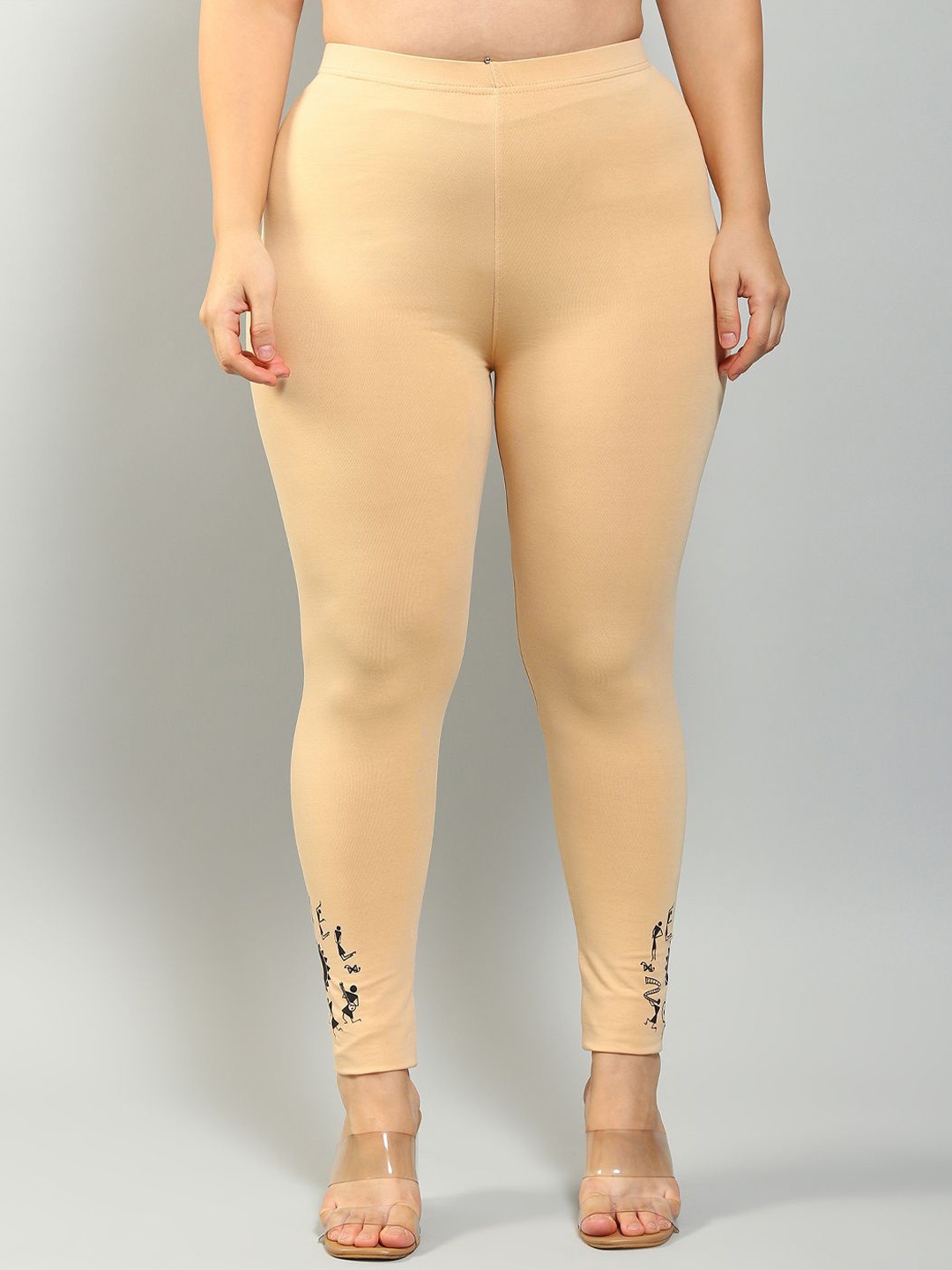 

Plus Size Women Printed Ankle-Length Leggings, Beige