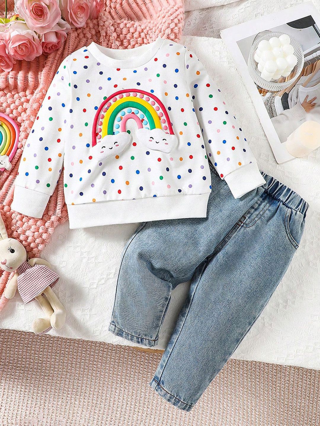 

INCLUD Girls Printed Clothing Set, White
