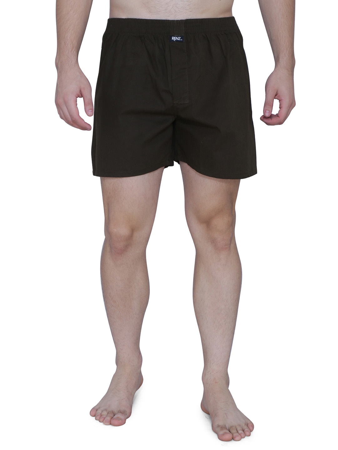

RENZ Men Solid Cotton Boxers, Black