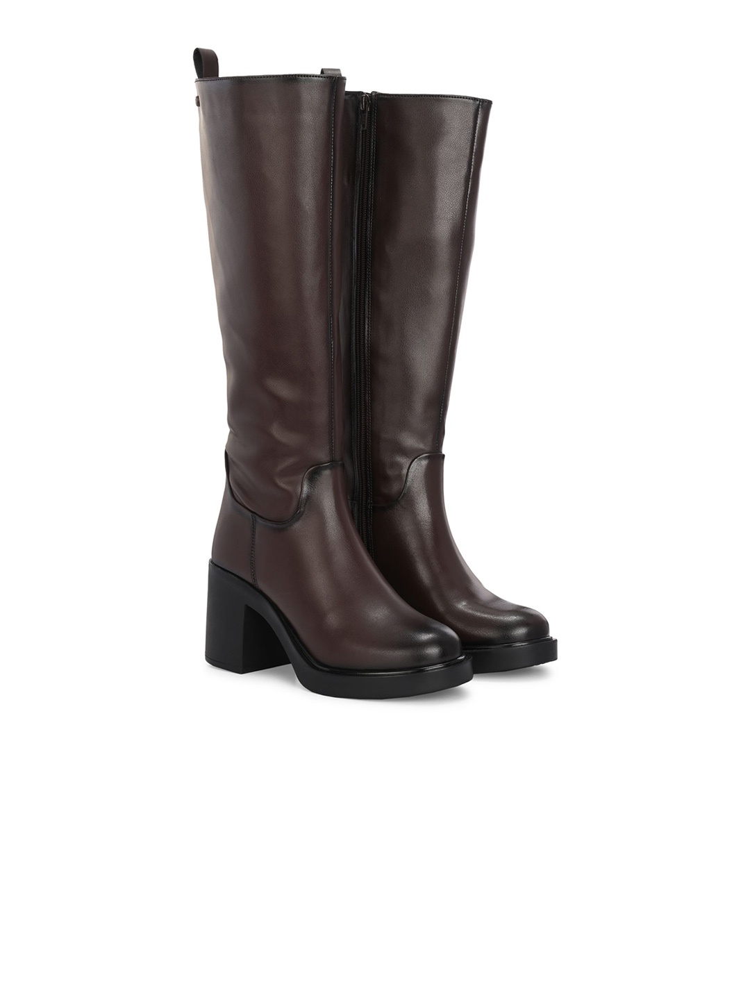 

Delize Women Block-Heeled High Top Chelsea Knee Boots, Brown