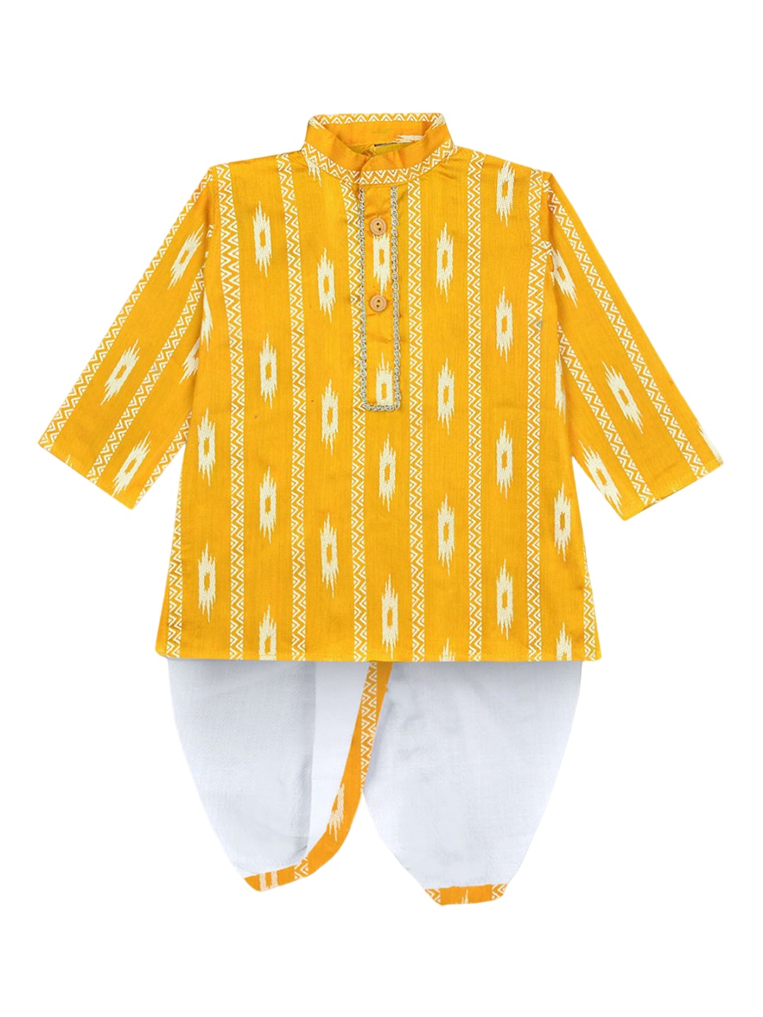 

BAESD Boys Ethnic Motifs Printed Regular Kurta with Dhoti Pants, Yellow