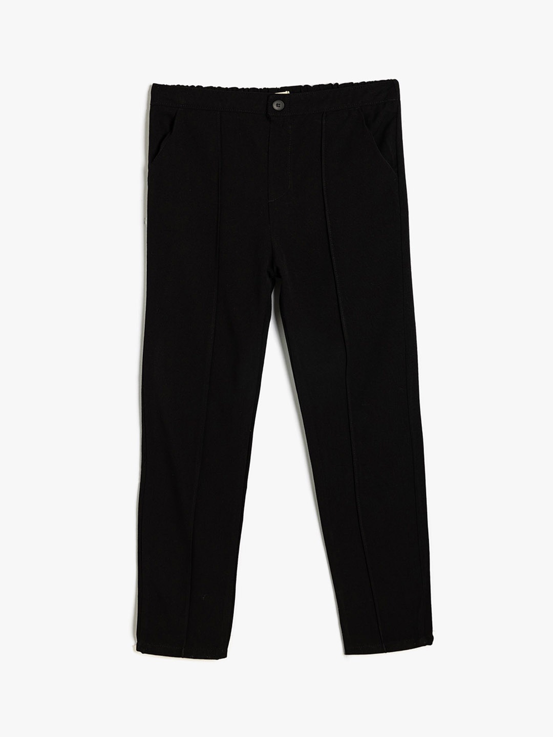 

Koton Girls Solid Mid-Rise Regular Trousers, Black