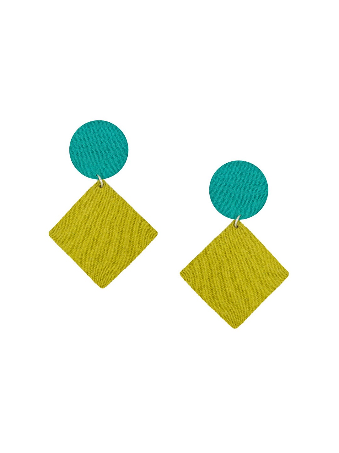 

Sangria Geometric Shape Dangler Fabric Drop Earrings, Green
