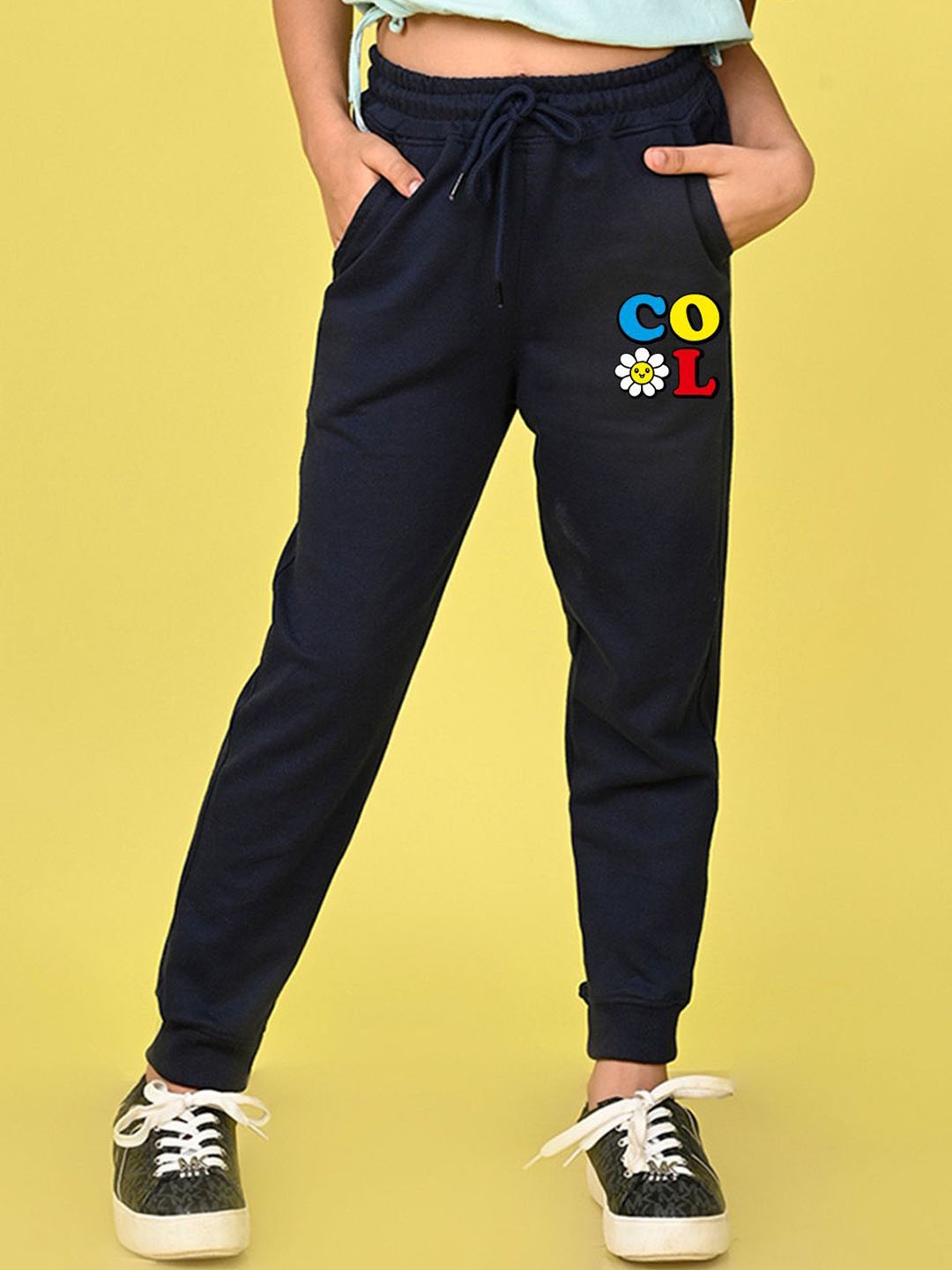 

NUSYL Girls Mid Rise Joggers, Blue