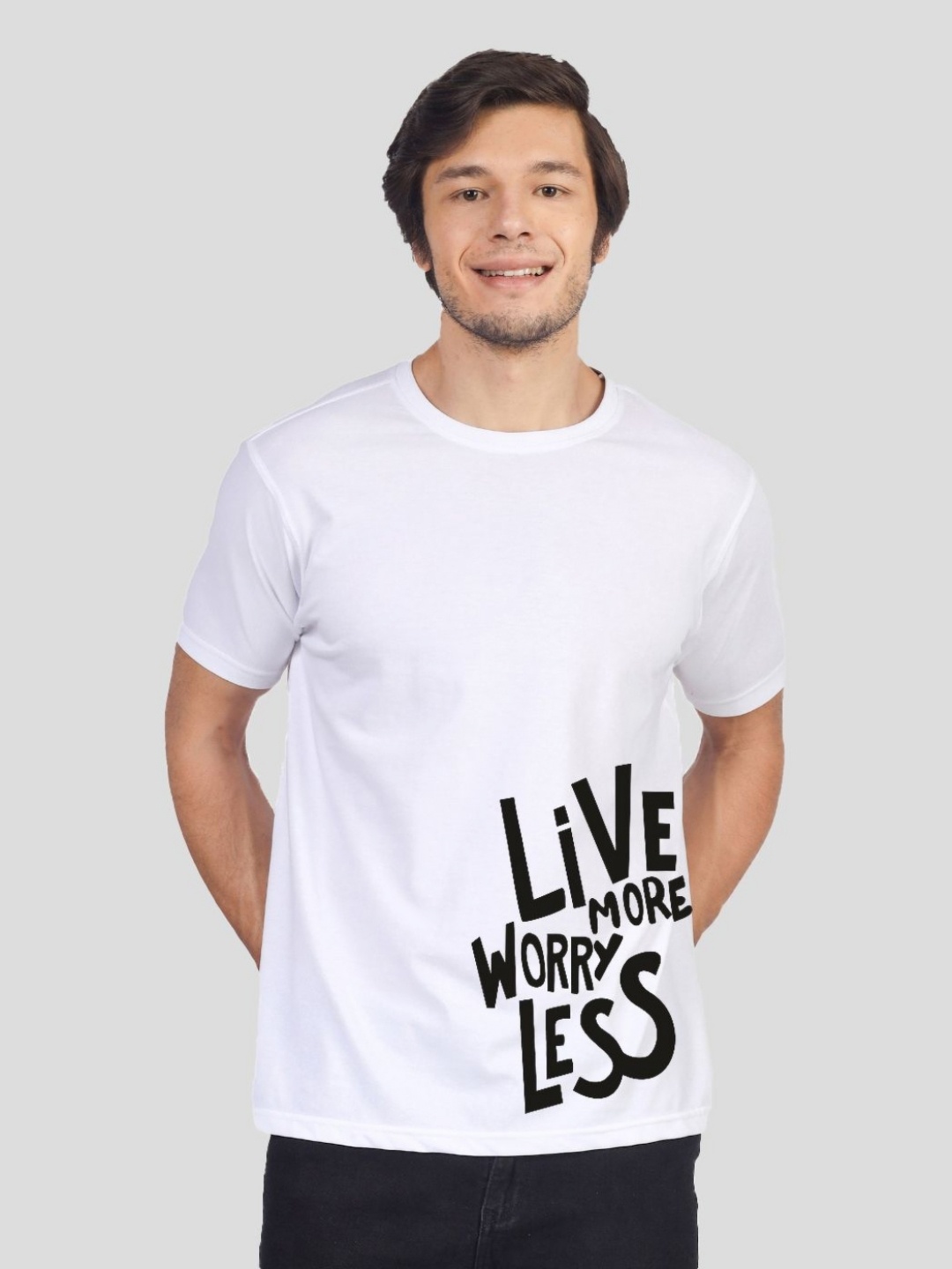 

Greylongg Men Typography Printed Round Neck Cotton T-shirt, White