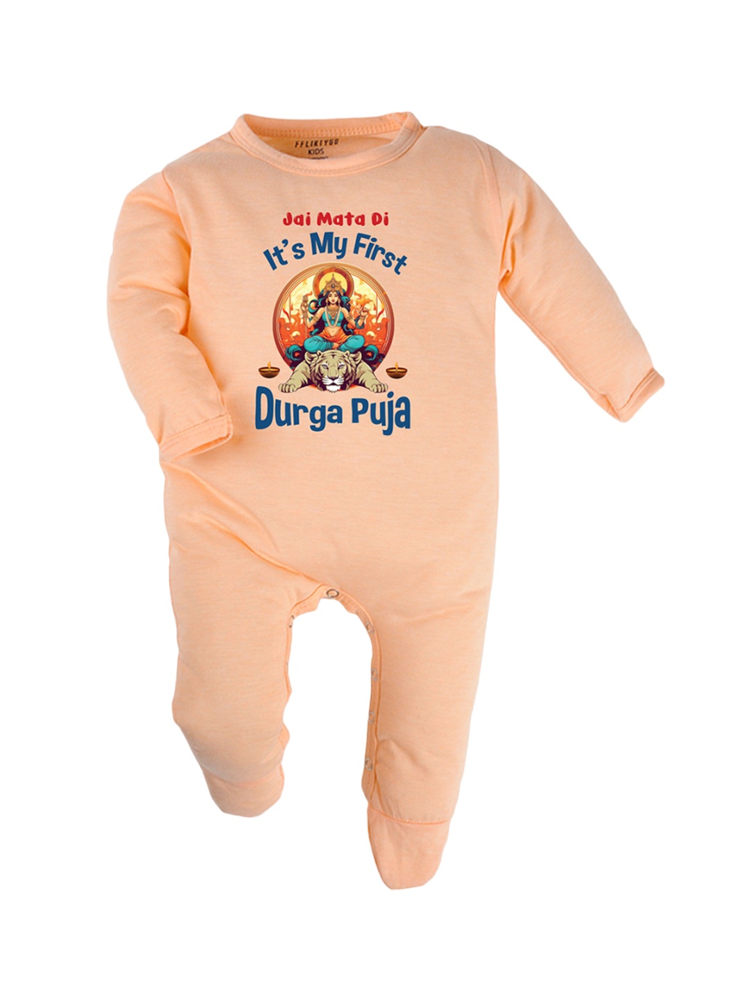 

FFLIRTYGO Infants Printed Cotton Sleepsuits, Peach