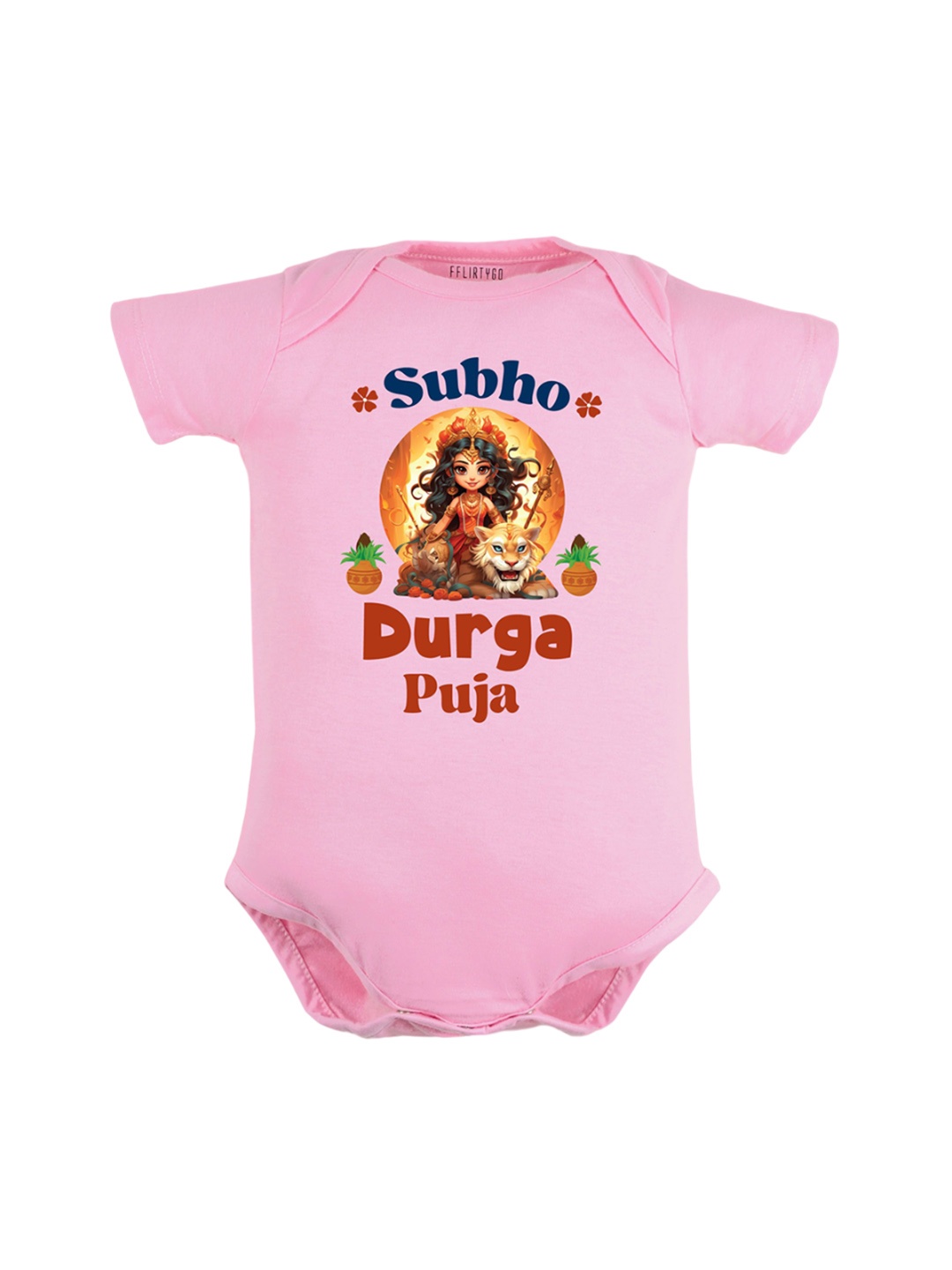 

FFLIRTYGO Infant Cotton Durga Puja Special Bodysuit, Pink