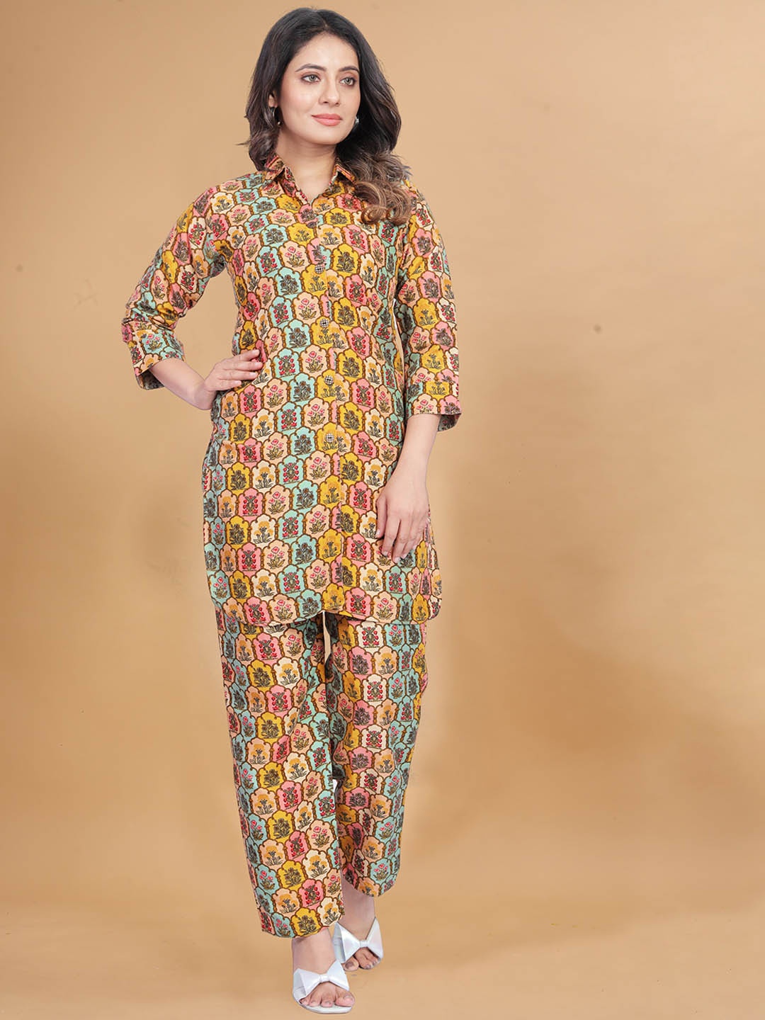 

VEECHIS Printed Tunic With Trouser Co-Ords, Yellow