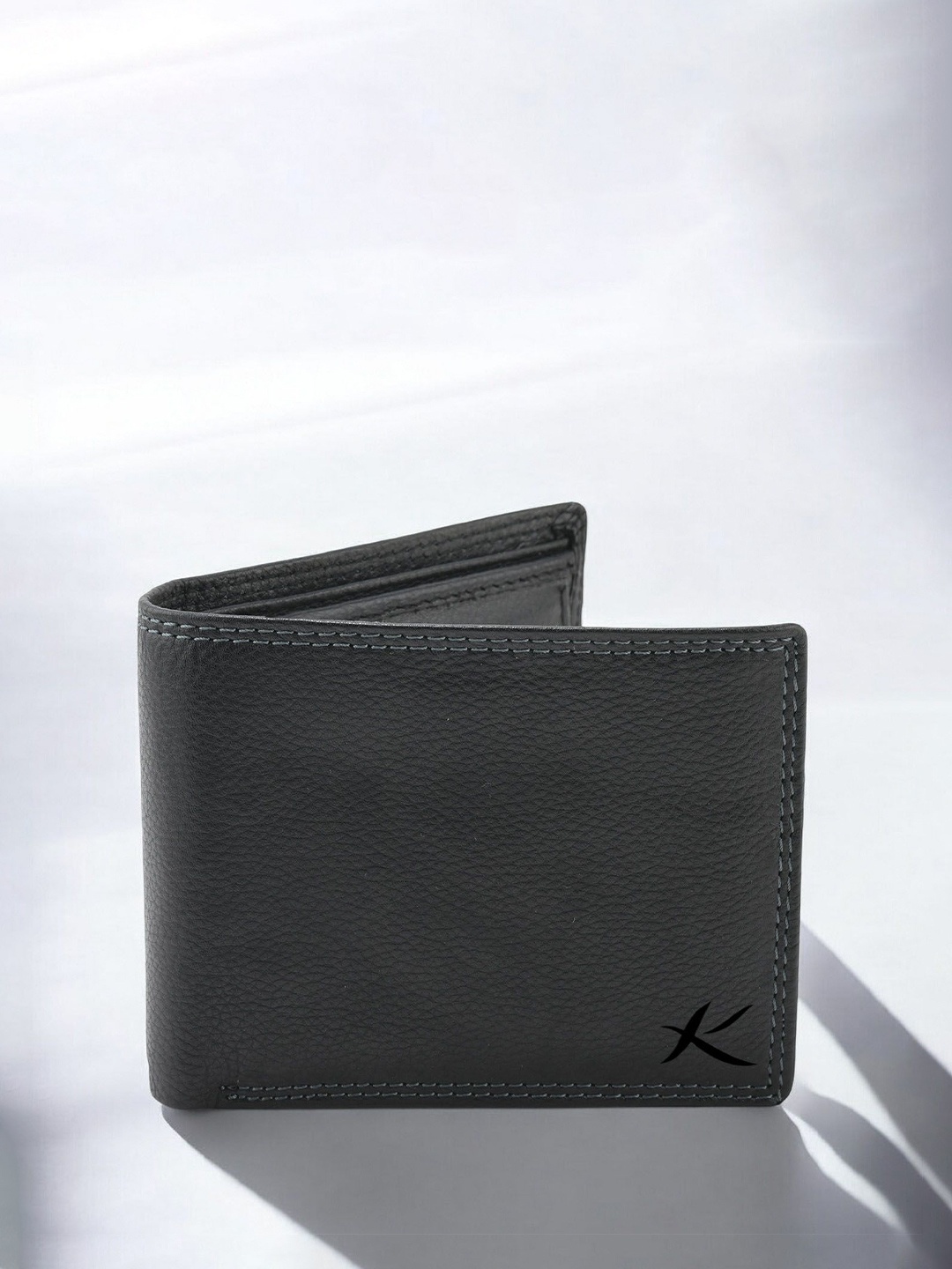 

Kastner Men Textured Cut Work Leather Two Fold Wallet, Black