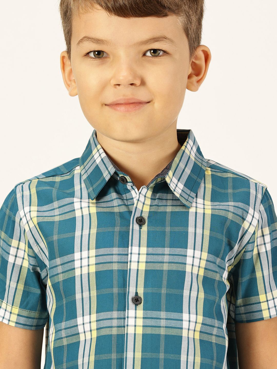 

Killer Boys Premium Spread Collar Windowpane Checked Cotton Casual Shirt, Teal