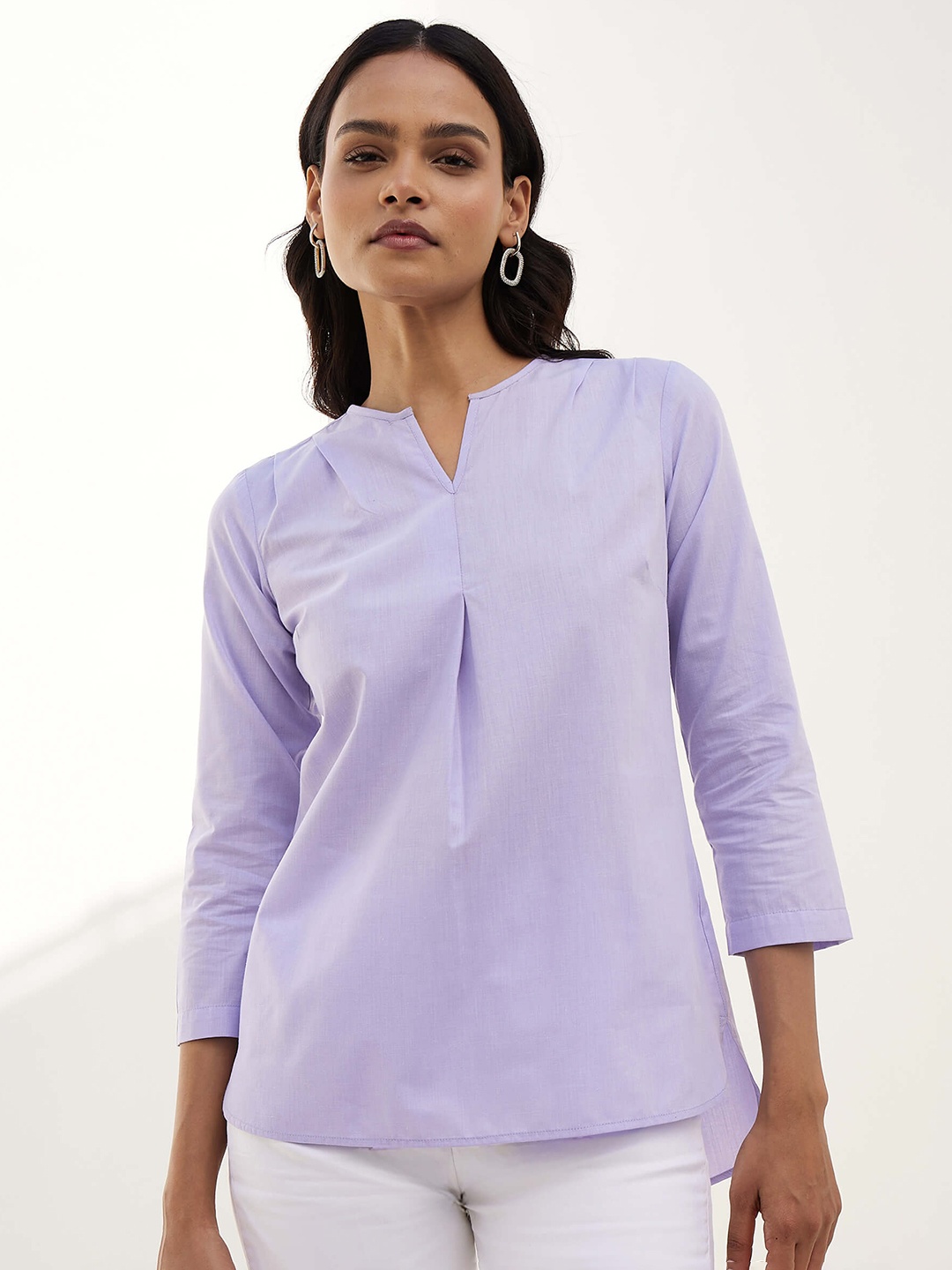 

SALT ATTIRE Women Cotton Regular Top, Lavender