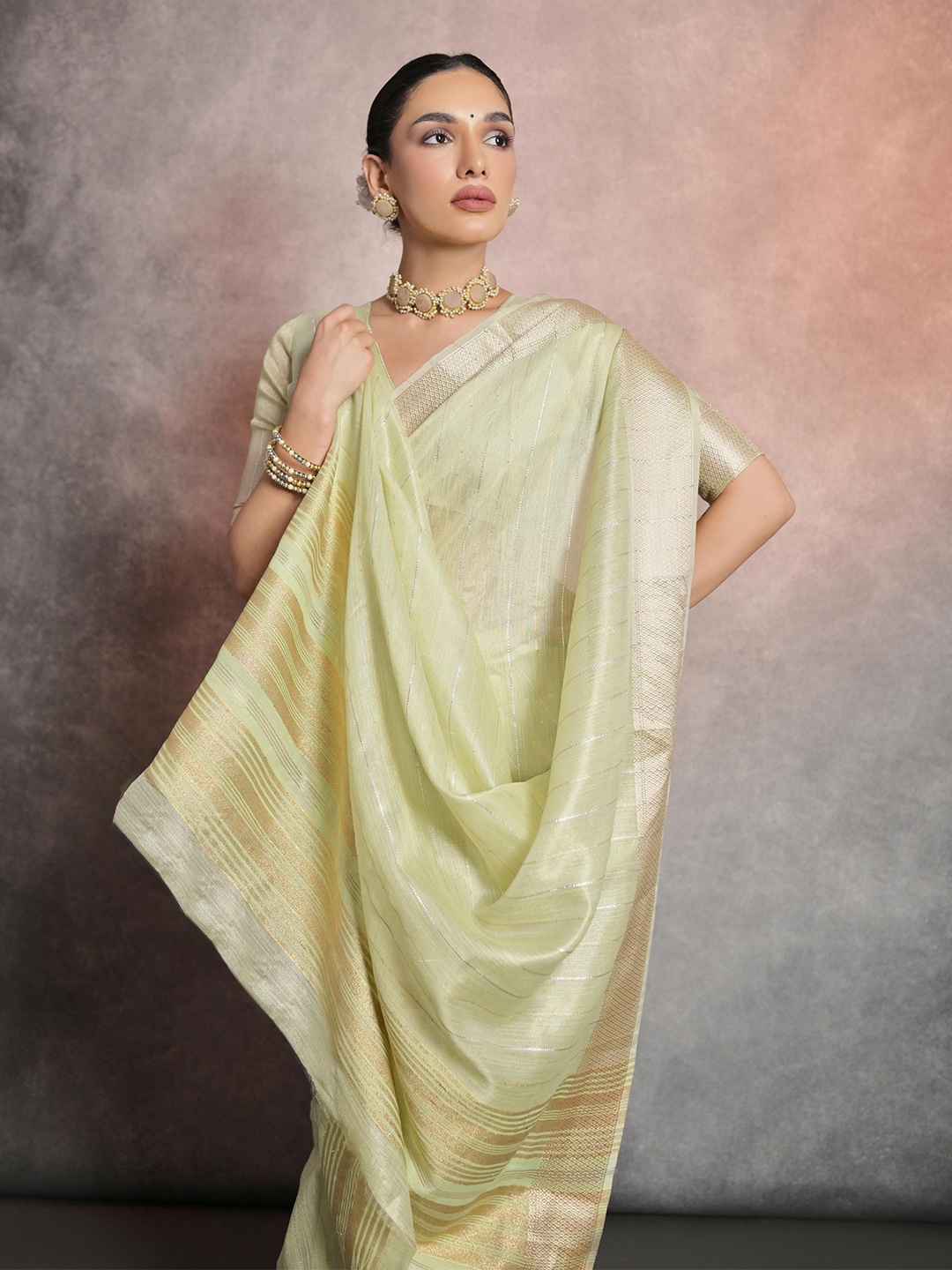

Kandora Woven Design Pure Silk Banarasi Saree, Green