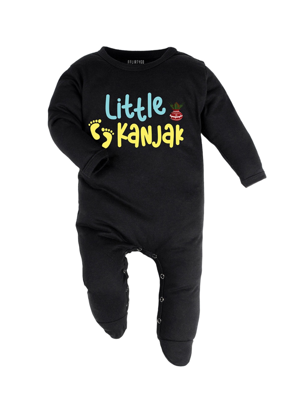 

FFLIRTYGO Infants Printed Cotton Sleepsuit, Black