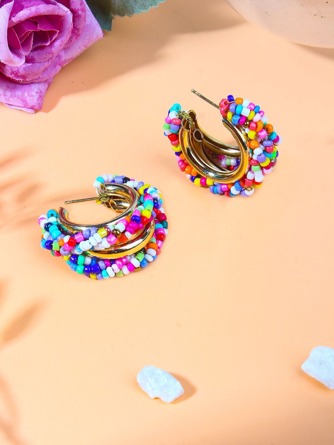 

KPOP Gold Plated Contemporary Half Hoop Earrings