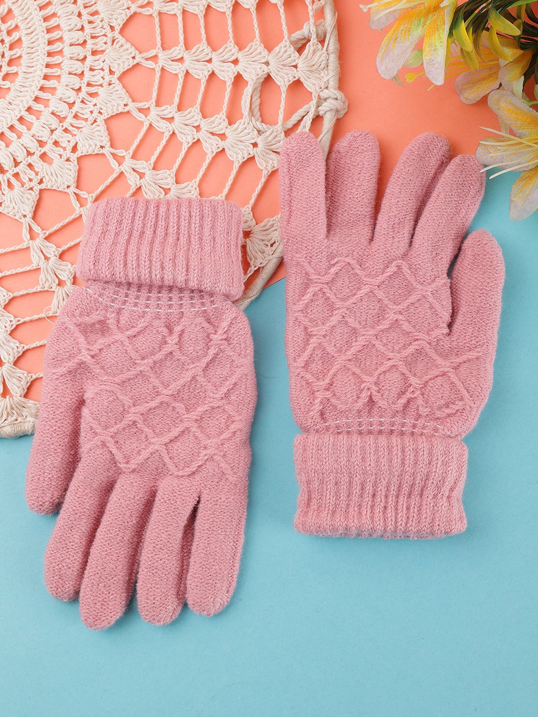 

ELLIS Unisex Patterned Winter Gloves, Pink