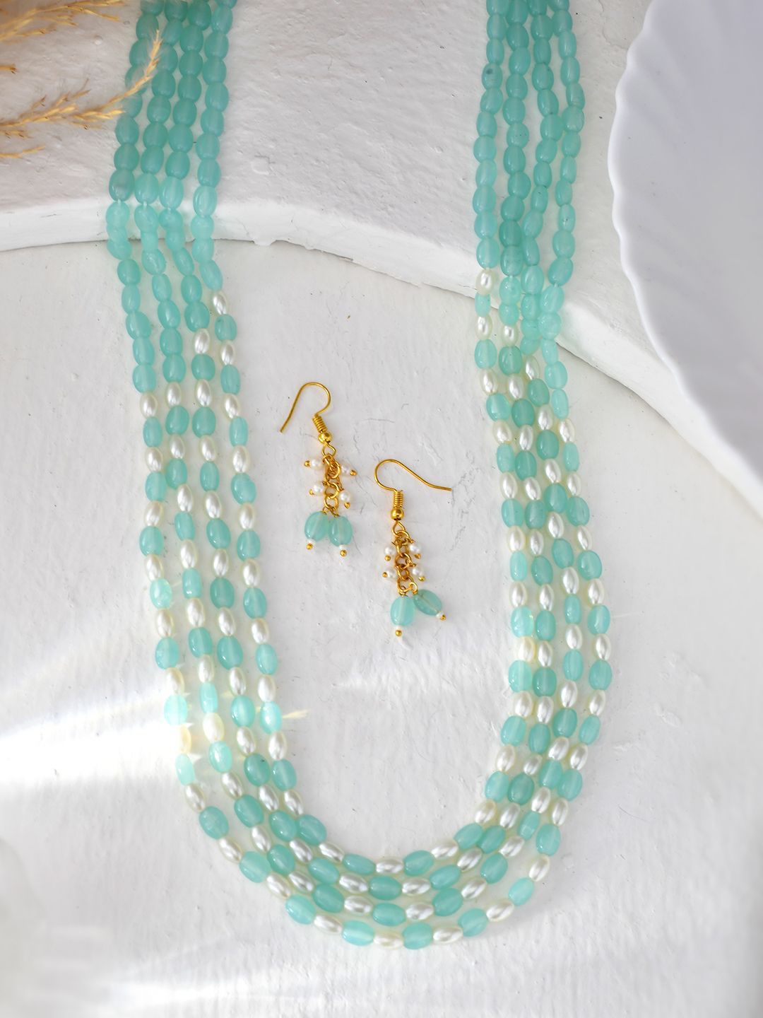 

DASTOOR Layered Beaded Jewellery Set, Green
