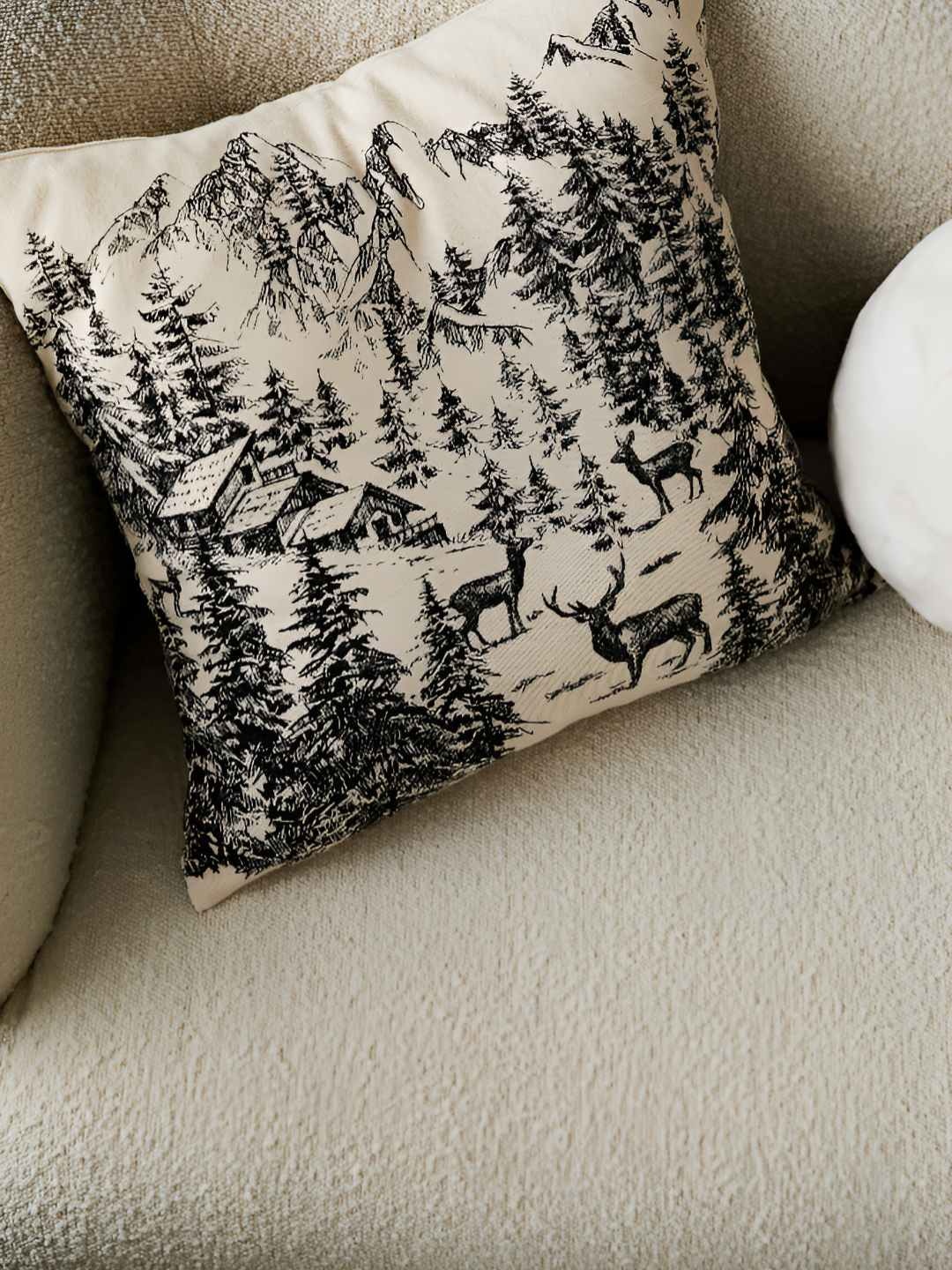 

H&M Black Pure Cotton Printed Cushion Cover