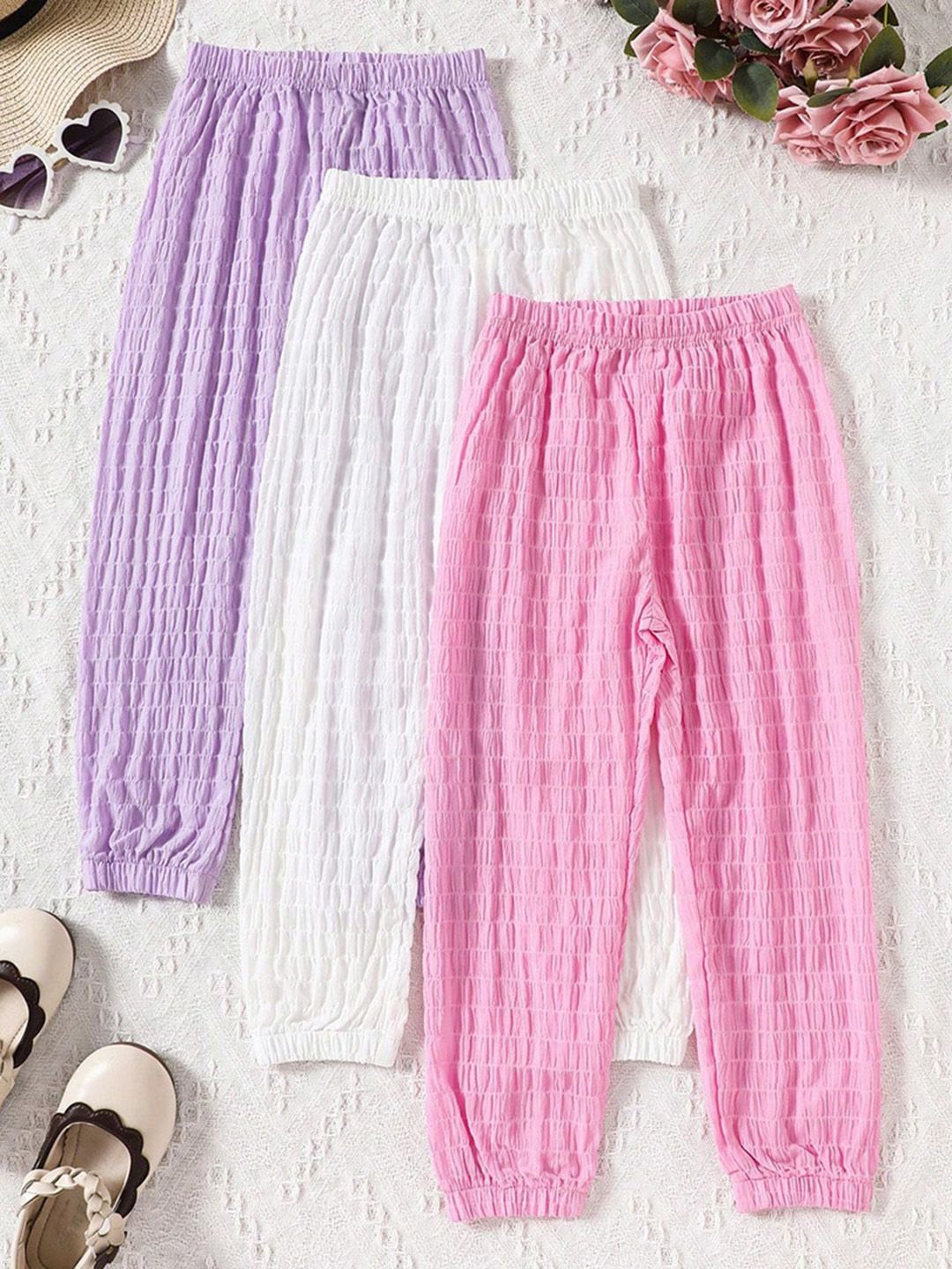 

INCLUD Girls Pack of 3 Textured Joggers, Purple