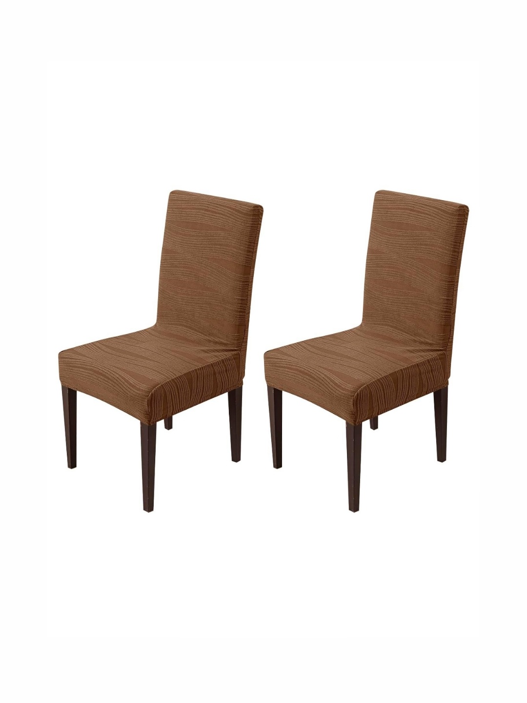 

HOUSE OF QUIRK Camel Brown 2 Pieces Removable & Washable Short Dining Chair Cover