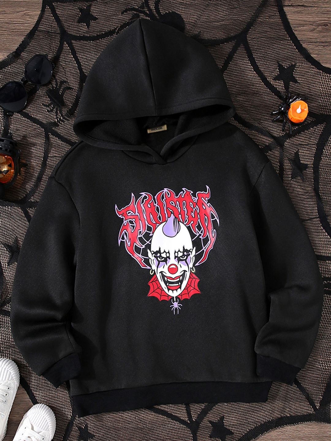 

INCLUD Boys Halloween Graphic Printed Hooded Sweatshirt, Black