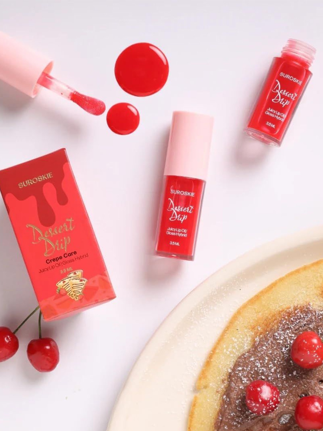 

SUROSKIE Dessert Drip Lip Oil/Lip Gloss 3.5 ml - Crepe Carem, Red