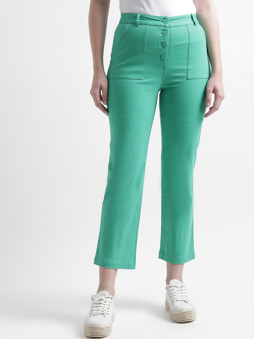 

Iconic Women Straight Fit Trousers, Green
