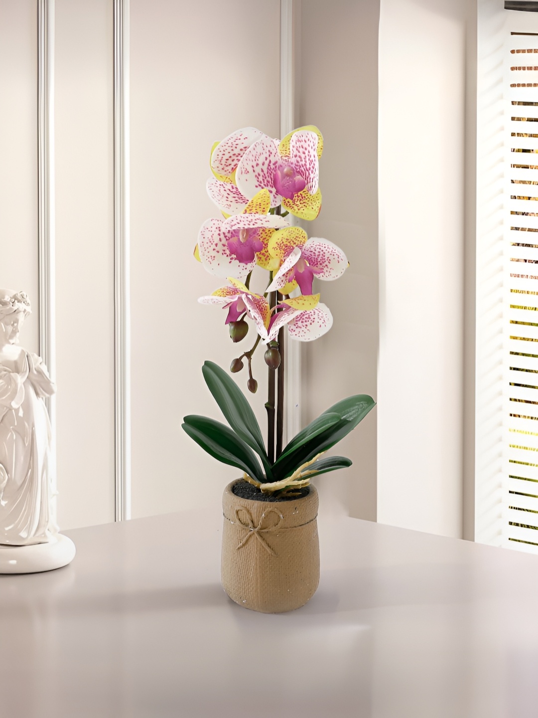 

The Better Home Purple & Green Artificial Orchid Flower Plant With Pot