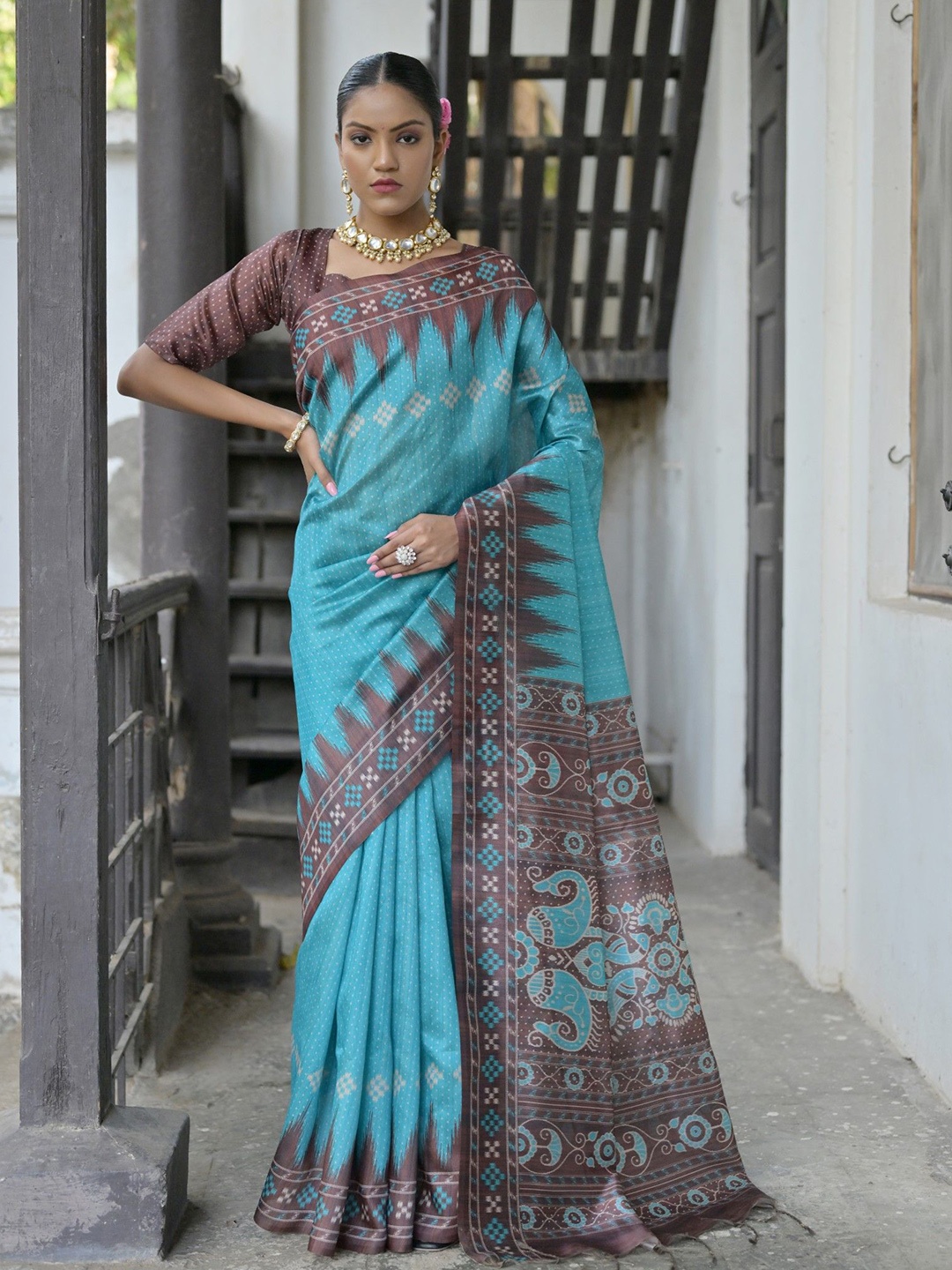 

Kandora Pure Silk Tussar Saree, Blue