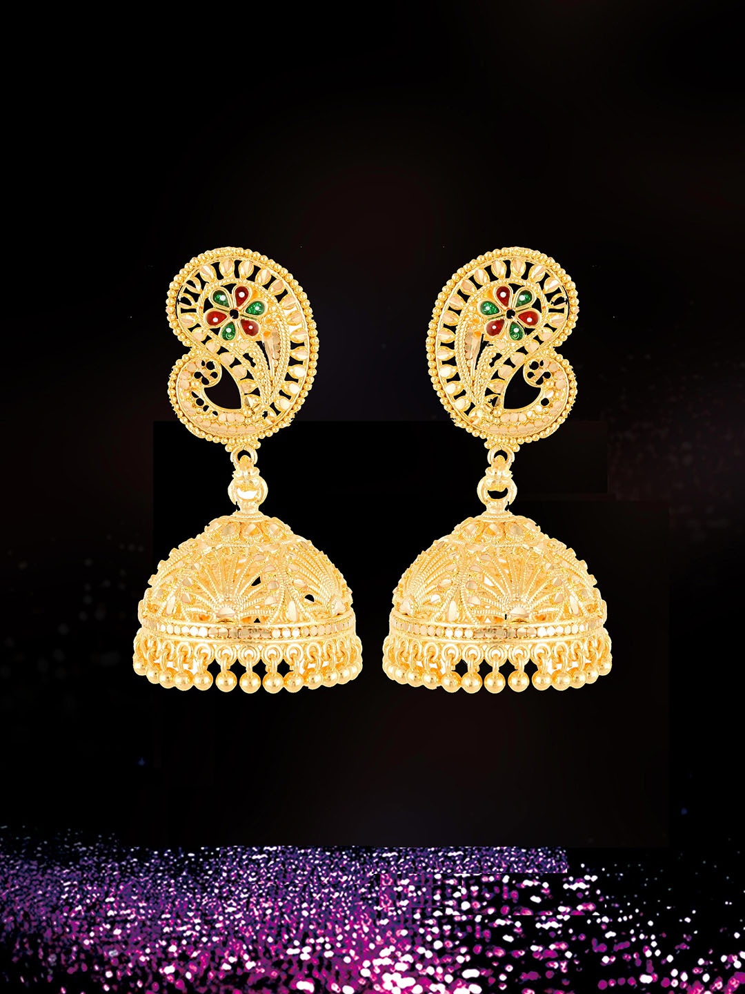

Heer Collection Contemporary Jhumkas Earrings, Gold