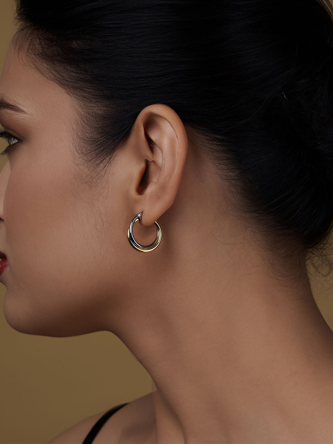 

LeCalla Silver-Plated 925 Sterling Silver Two-Tone Lightweight Intertwined Hoop Earrings