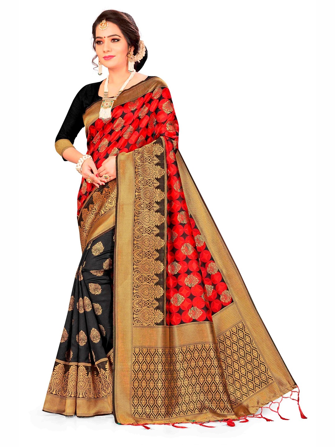 

Maroosh Ethnic Motifs Zari Banarasi Saree, Black
