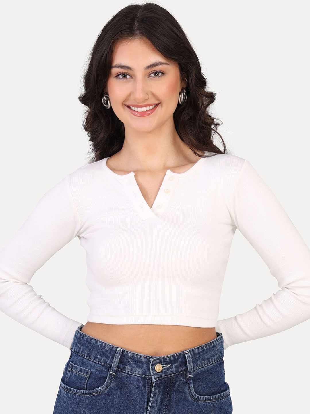 

VISO Women Solid Round Neck Top, White