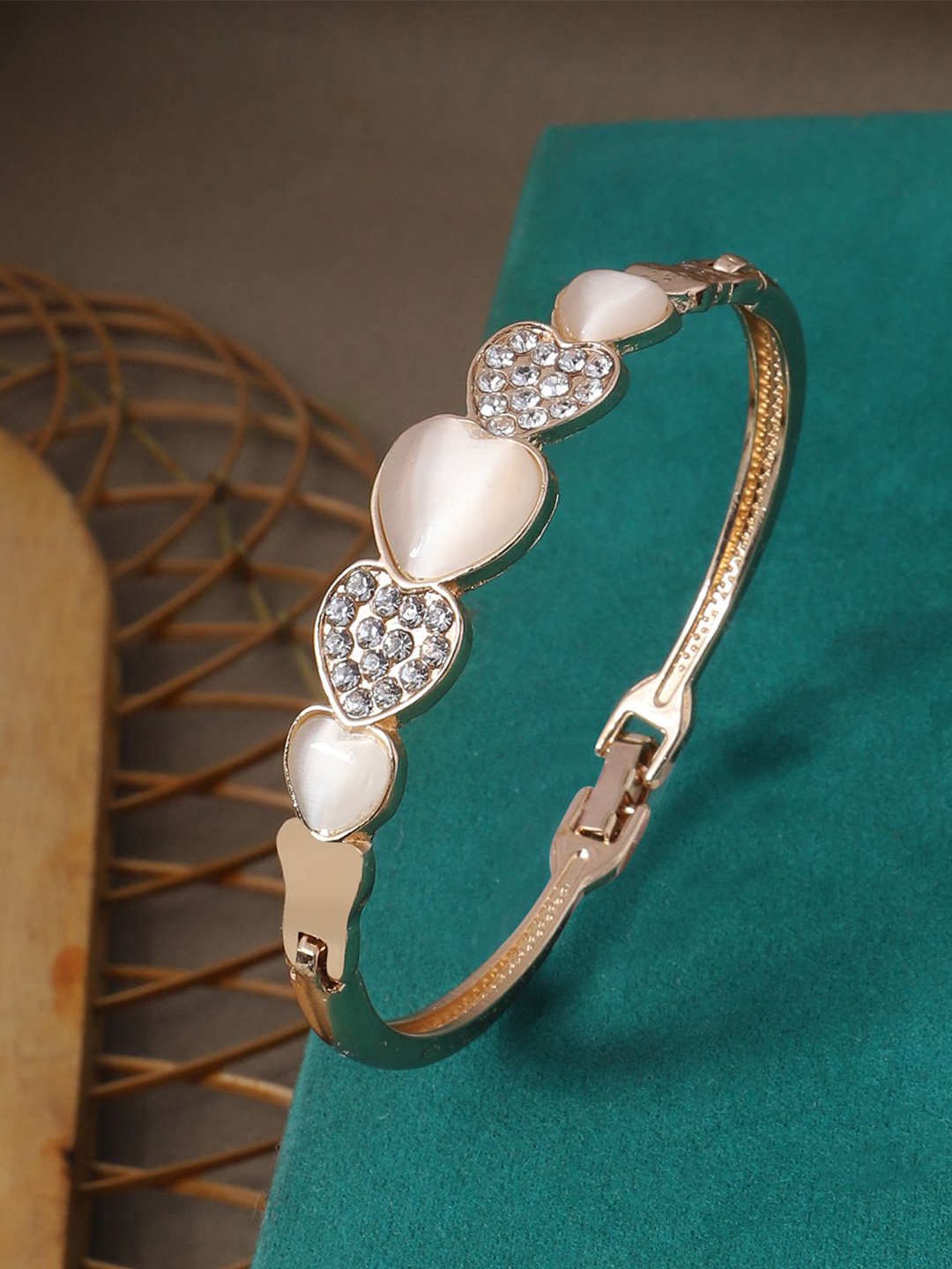 

ANIKAS CREATION Gold-Plated Stone Studded Bangle-Style Bracelet