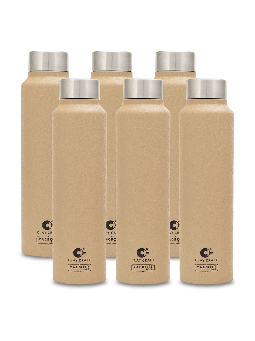 

Clay Craft Vacbott Tetra 500Ml Single-Wall Stainless Steel BIS Approved Water Bottle, Beige
