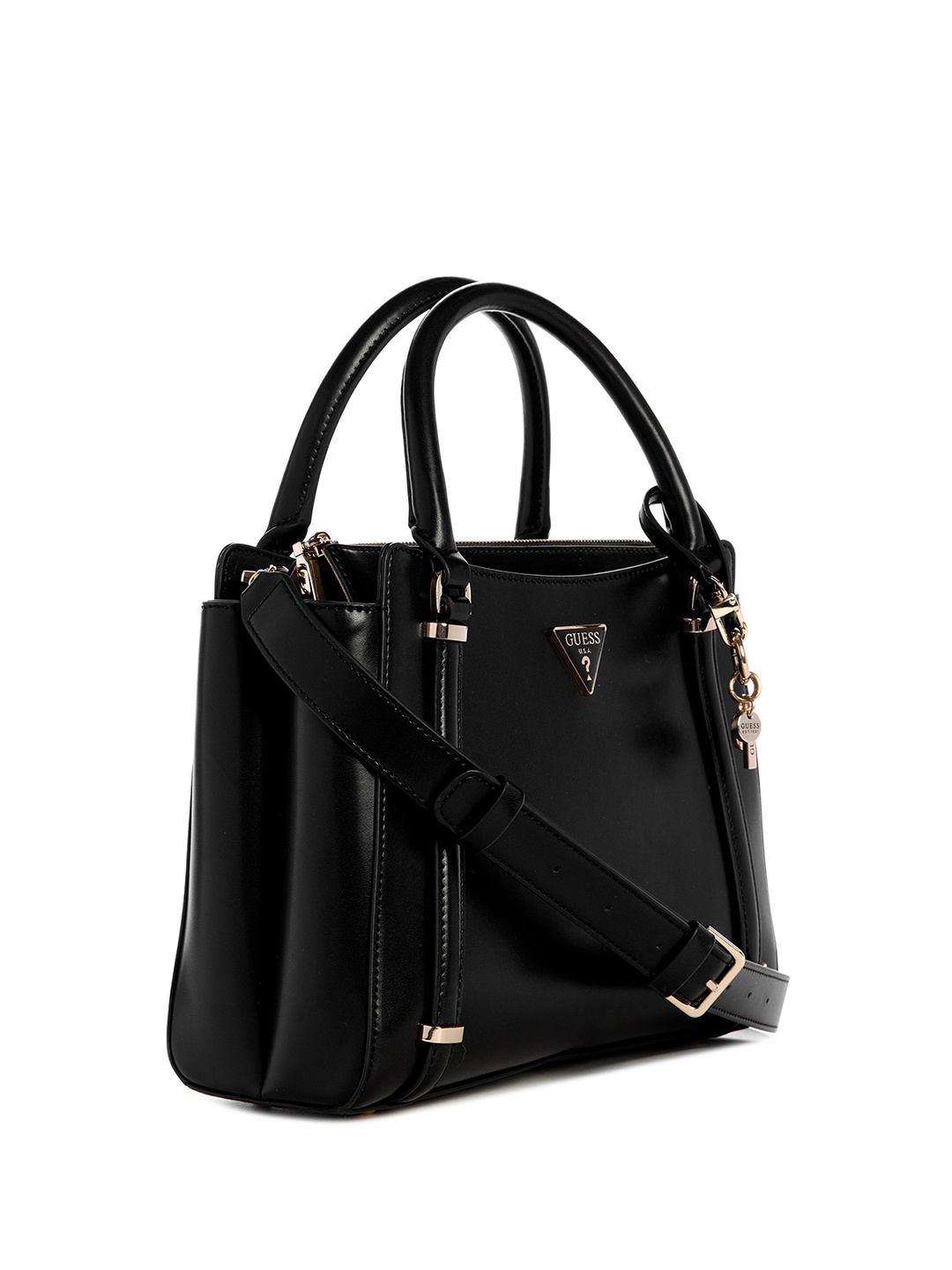 

GUESS Women PU Structured Satchel, Black