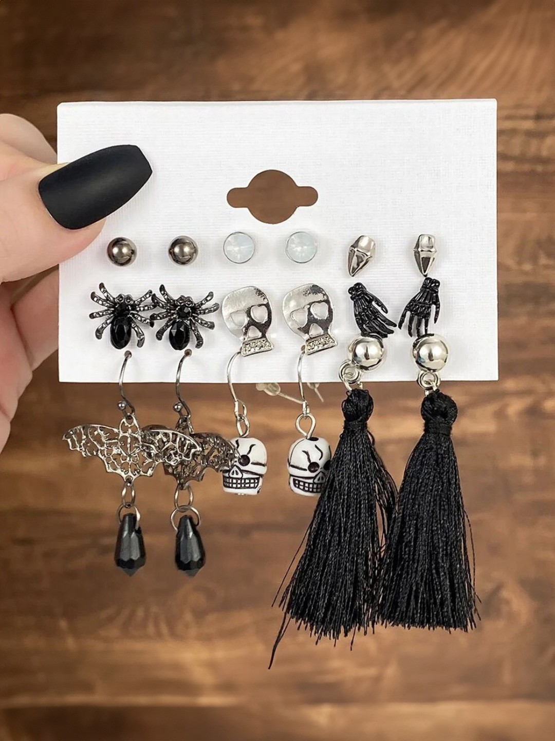 

SALTY Set of 9 Studs & Hoop Earrings, Silver