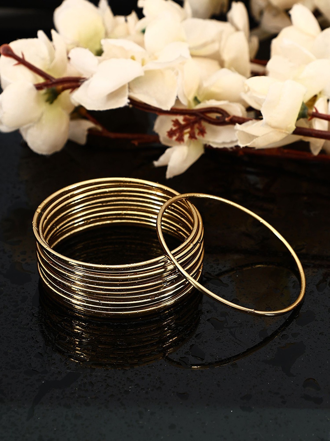 

ANIKAS CREATION Set Of 12 Gold-Plated Bangles