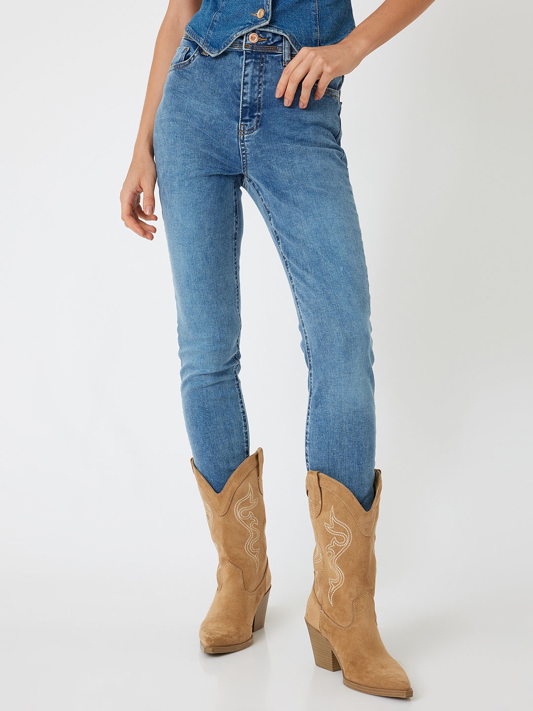 

Koton Women Skinny Fit High-Rise Cotton Stretchable Jeans, Blue