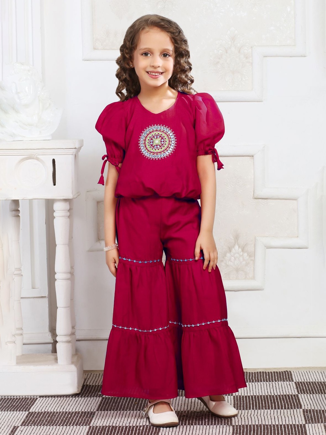 

Lei-Chie Girls Tunic with Palazzos Clothing Set, Maroon