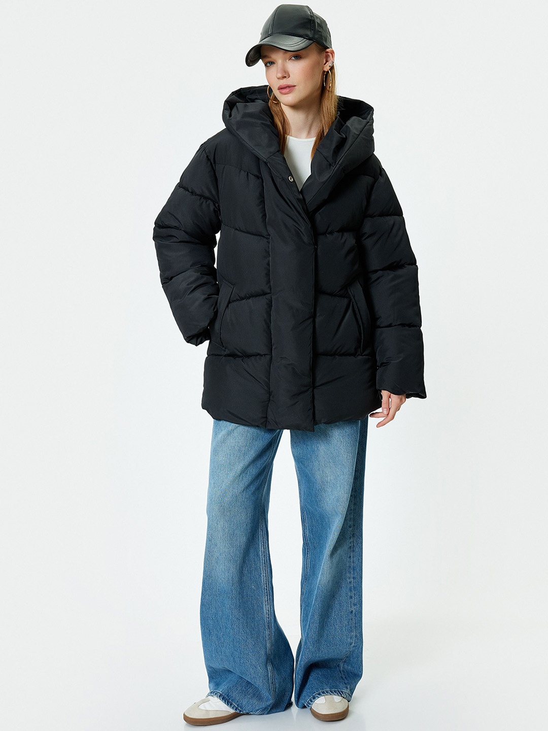 

Koton Women Hooded Long Sleeved Puffer Jacket, Black