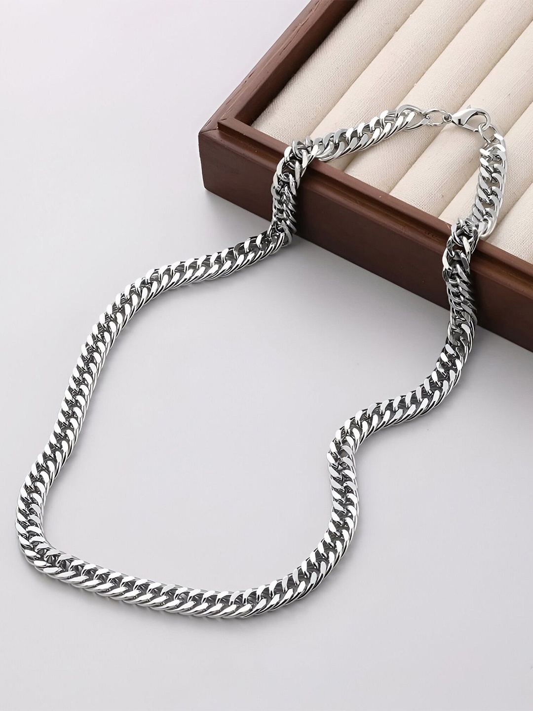 

Minprice Men Stainless Steel Silver-Plated Link Chain