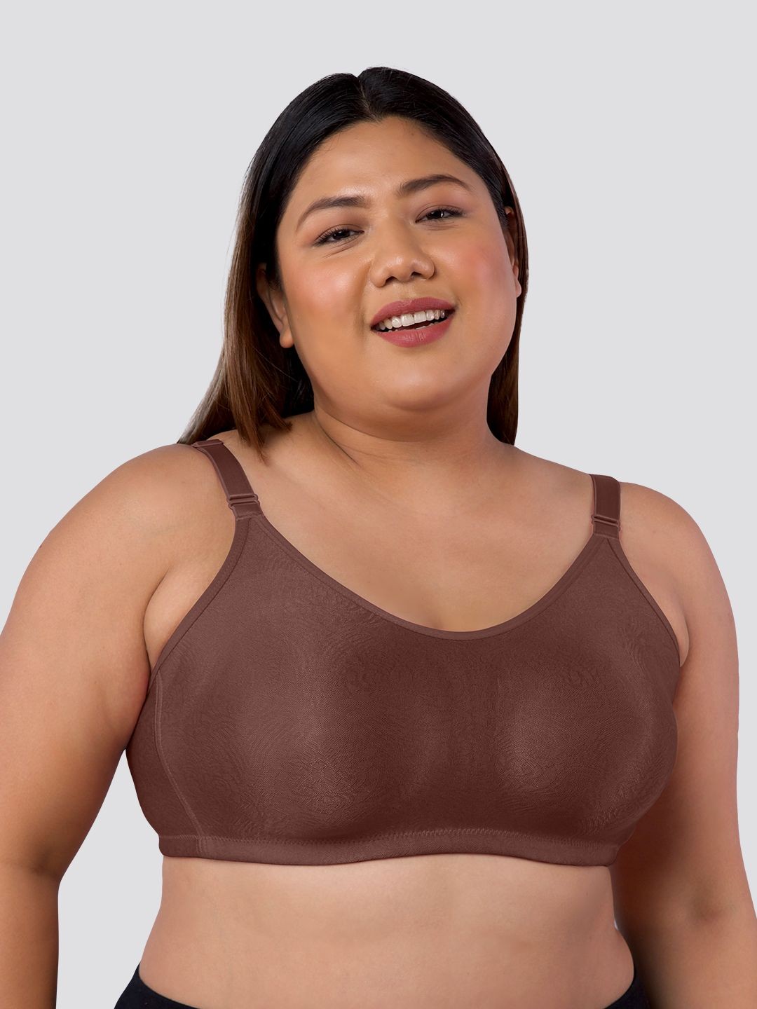 

MAASHIE Women Plus Size Full Coverage Non Padded and Non Wired T-shirt Bra, Brown