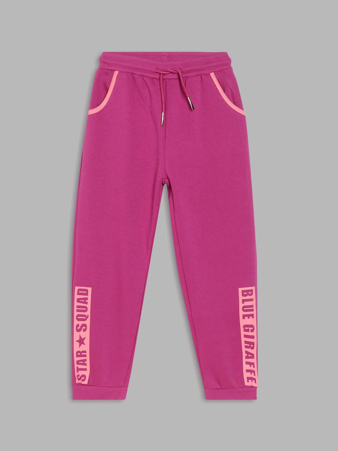 

Blue Giraffe Girls Printed Mid-Rise Joggers, Pink