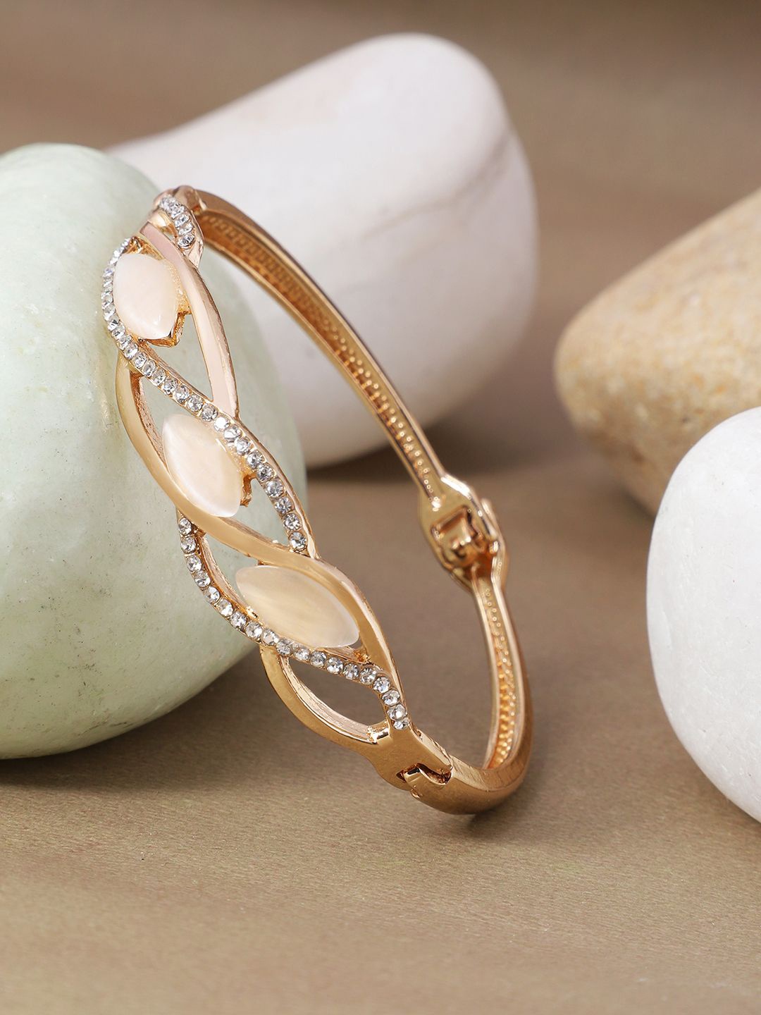 

ANIKAS CREATION Gold-Plated Stone Studded Bangle-Style Bracelet