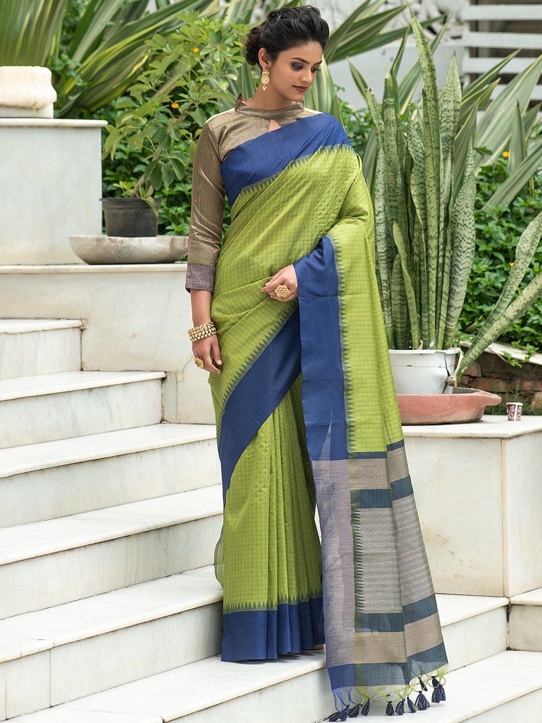 

Kandora Woven Design Pure Silk Tussar Saree, Green