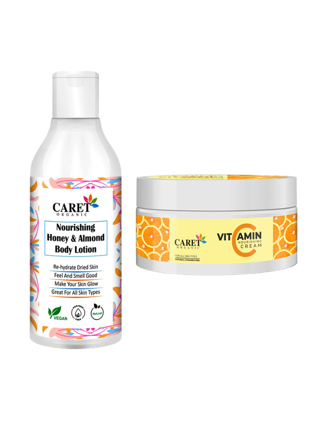 

CARET ORGANIC Nourishing Honey & Almond Body Lotion - 250 ml & Vitamin C Cream - 100 g, White