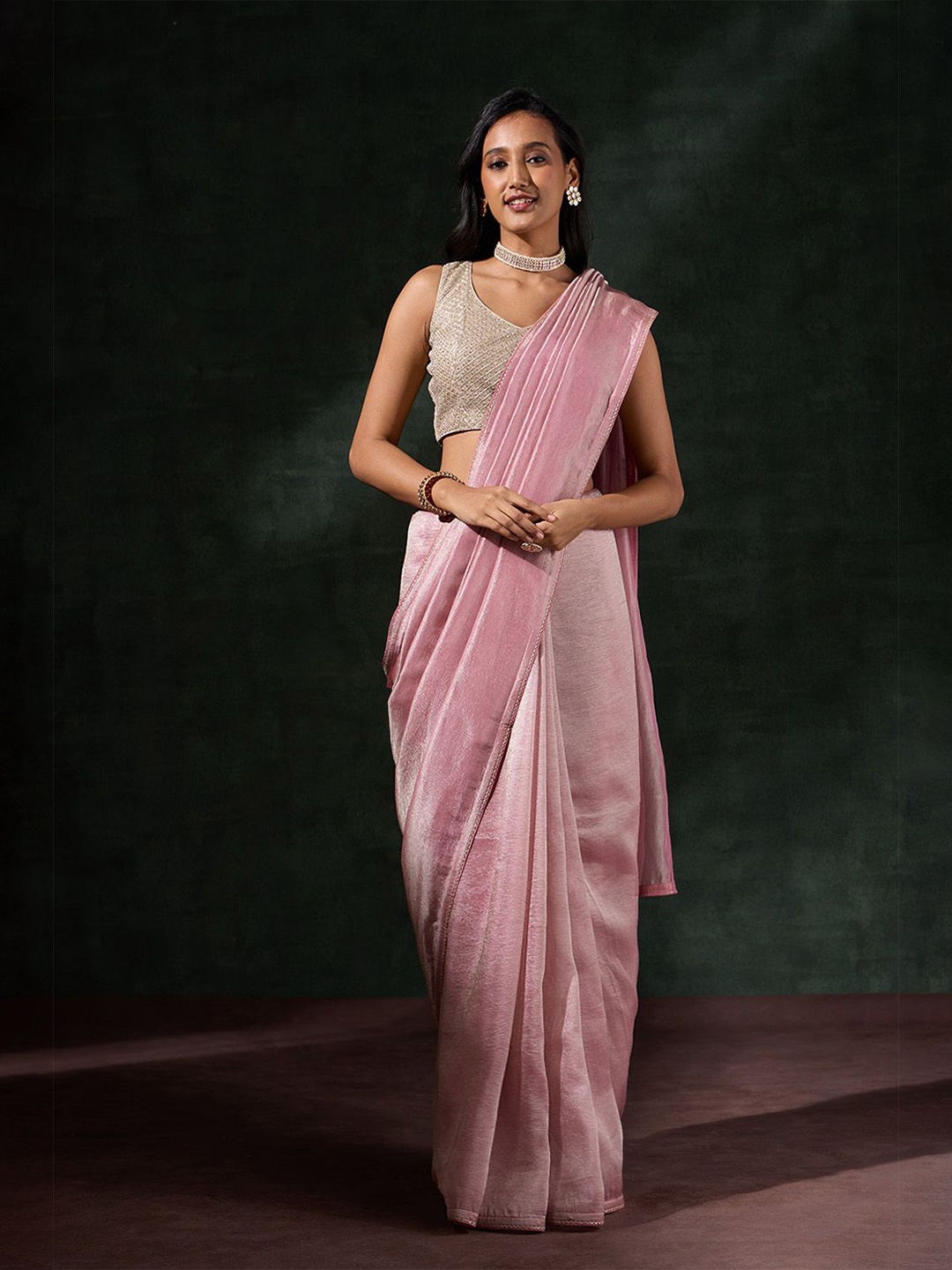 

Taneira Woven Tissue Saree, Pink