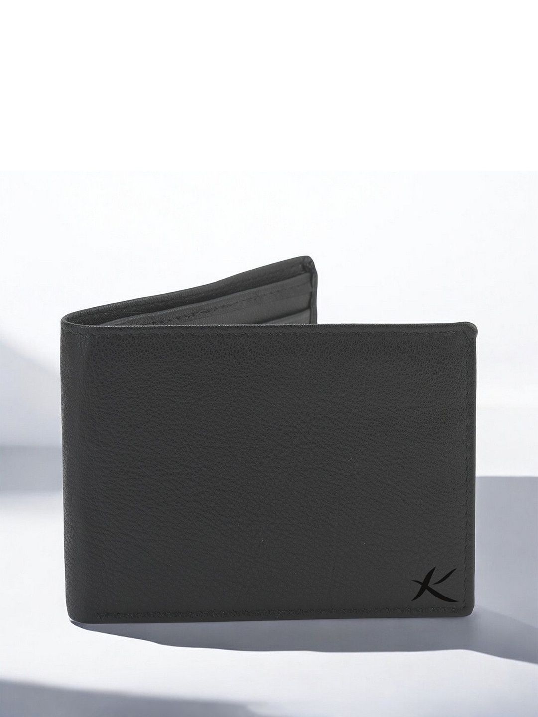 

Kastner Men Textured Cut Work Leather Two Fold Wallet, Black