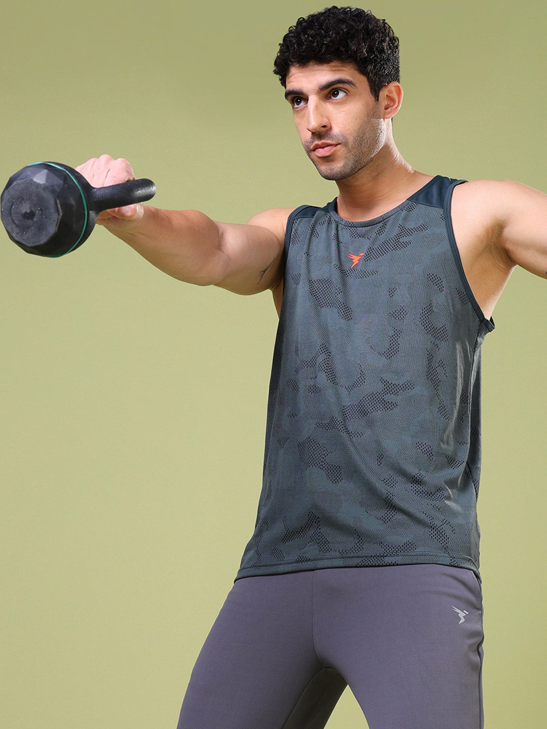 

Technosport Men Colorblock Slim Fit Round Neck Sports Innerwear Vest with VENTMESH, Charcoal